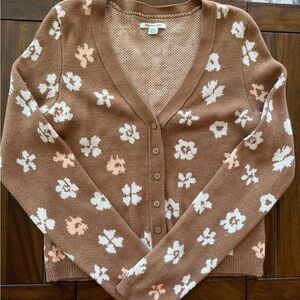 American Eagle Outfitters Floral Brown Cardigan